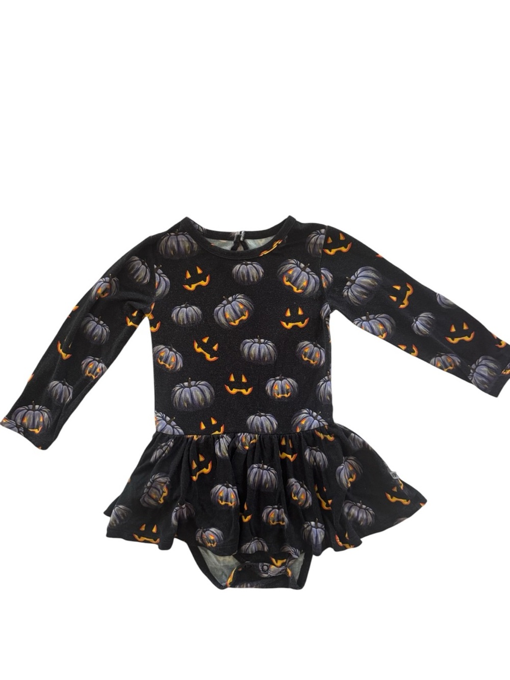 Bums & Roses Girls 2T Halloween Pumpkin twirl Ruffle bottom Dress Black Bamboo